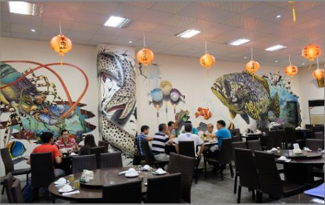 岳池海鲜餐厅墙体彩绘